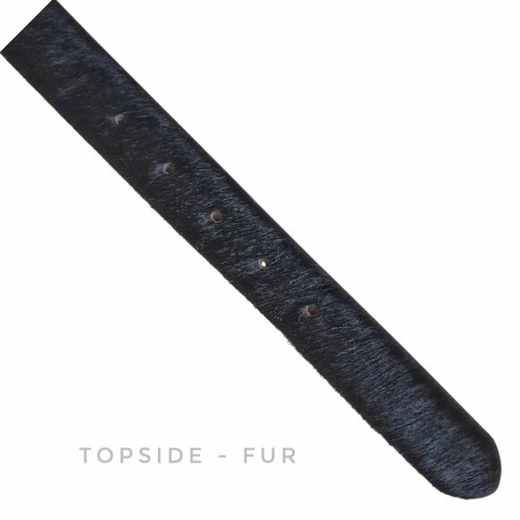 TAROX Black Hide Leather & Fur Belt Size L Minimalist Simple Statement Piece - Picture 9 of 10
